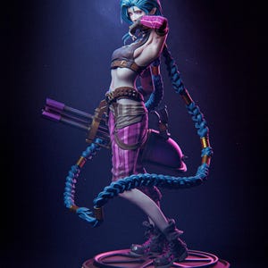 Jinx — League of Legends / Arcane | 1/8 1/6 Scale Resin Figure | Unpainted or Hand-Painted | 3D Printed Fan Art | Collector Gift image 3