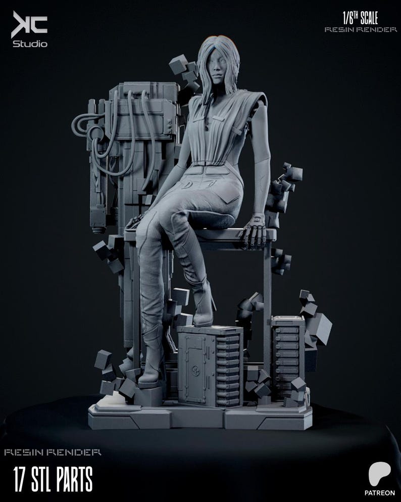 Songbird Cyberpunk | 1/8 1/6 Scale Resin Figure | Unpainted or Hand-Painted | 3D Printed Fan Art | Collector Gift image 3