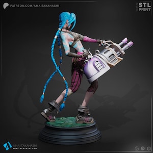 Jinx — League of Legends / Arcane | 1/8 1/6 Scale Resin Figure | Unpainted or Hand-Painted | 3D Printed Fan Art | Collector Gift zdjęcie 3