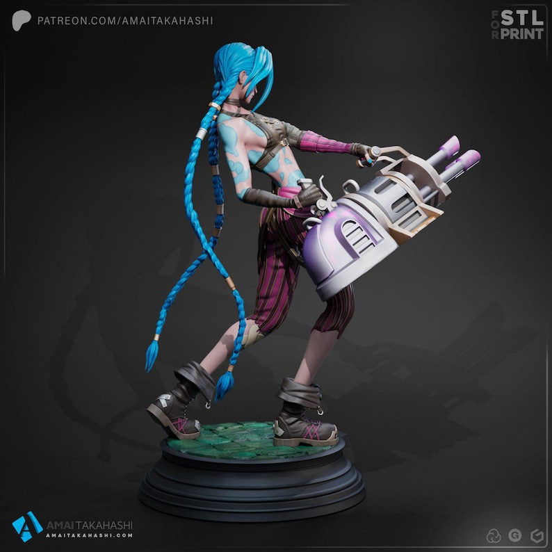 Jinx — League of Legends / Arcane | 1/8 1/6 Scale Resin Figure | Unpainted or Hand-Painted | 3D Printed Fan Art | Collector Gift zdjęcie 3