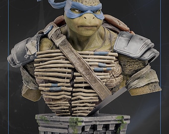 Render Images Bust Leonardo Tmnt Zenith | 1/8 1/6 Scale Resin Figure | Unpainted or Hand-Painted | 3D Printed Fan Art | Collector Gift