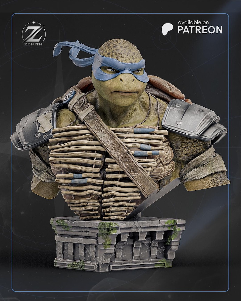 Leonardo Bust — TMNT | 1/8 1/6 Scale Resin Figure | Unpainted or Hand-Painted | 3D Printed Fan Art | Collector Gift image 1