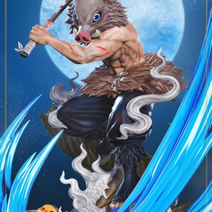 Inosuke Hashibira — Demon Slayer | 1/8 1/6 Scale Resin Figure | Unpainted or Hand-Painted | 3D Printed Fan Art | Collector Gift image 1