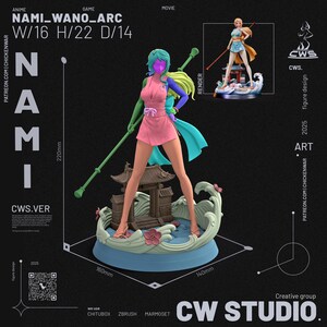 Figura de resina de Nami de One Piece – Escala 1/8 y 1/6. Estatua de fan art impresa en 3D / Regalo de coleccionista. imagen 3