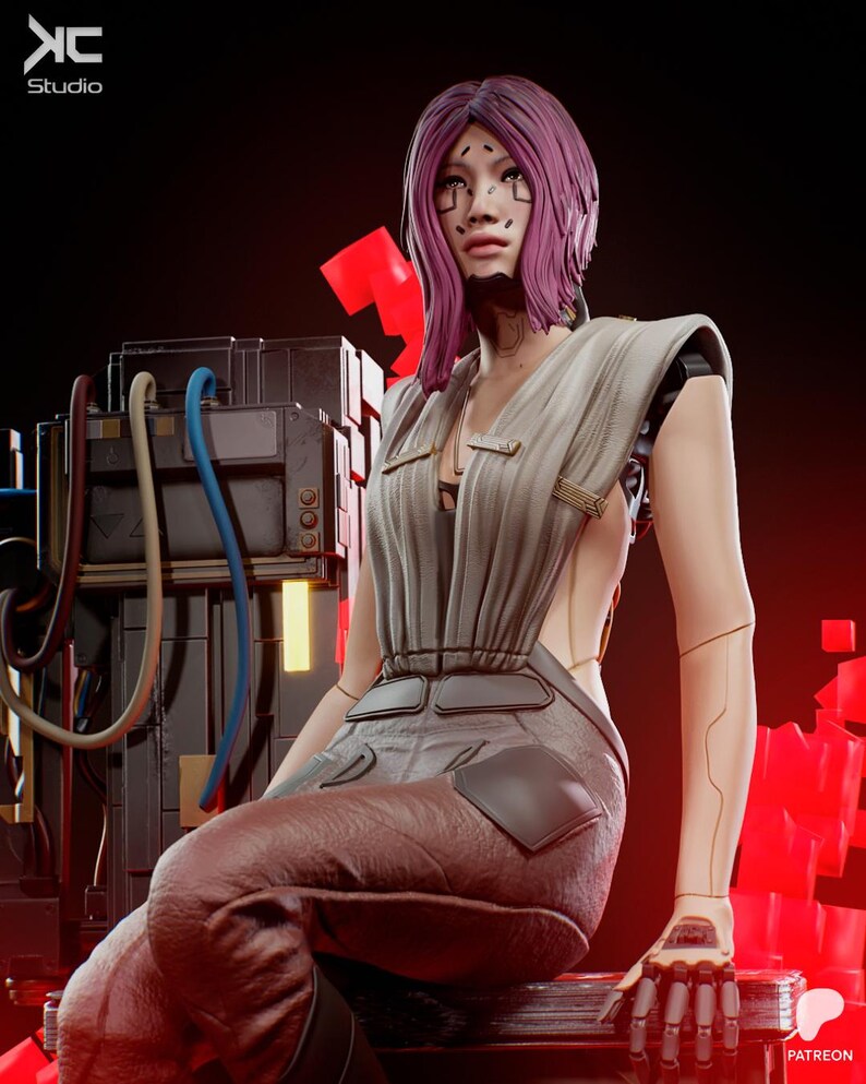 Songbird Cyberpunk | 1/8 1/6 Scale Resin Figure | Unpainted or Hand-Painted | 3D Printed Fan Art | Collector Gift image 9