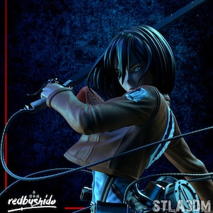 Figura de resina de Mikasa Ackerman de Attack on Titan – Escala 1/8 1/6 Estatua de fan art impresa en 3D / Regalo de coleccionista imagen 1
