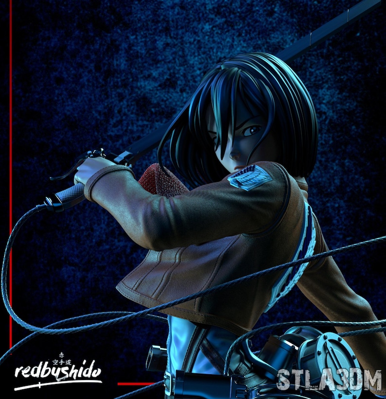 Figura de resina de Mikasa Ackerman de Attack on Titan – Escala 1/8 1/6 Estatua de fan art impresa en 3D / Regalo de coleccionista imagen 1