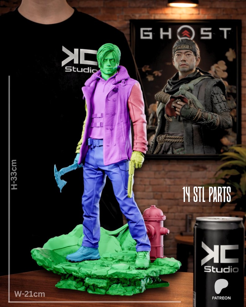 Leon S. Kennedy Resident Evil Resin Figure – 1/8 1/6 Scale 3D Printed Fan Art Statue | Collector Gift image 3