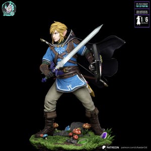 Link — The Legend of Zelda | Figura em resina em escala 1/8 ou 1/6 | Sem pintura ou pintada à mão | Arte de fã impressa em 3D | Presente para colecionadores imagem 1