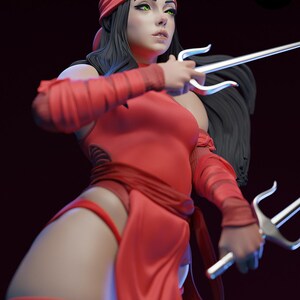 Elektra — Marvel | Harsfiguur schaal 1/8 1/6 | 3D-geprinte fanart | Ongeverfde garagekit | Verzamelaarsstandbeeld | Verzamelaarscadeau afbeelding 5