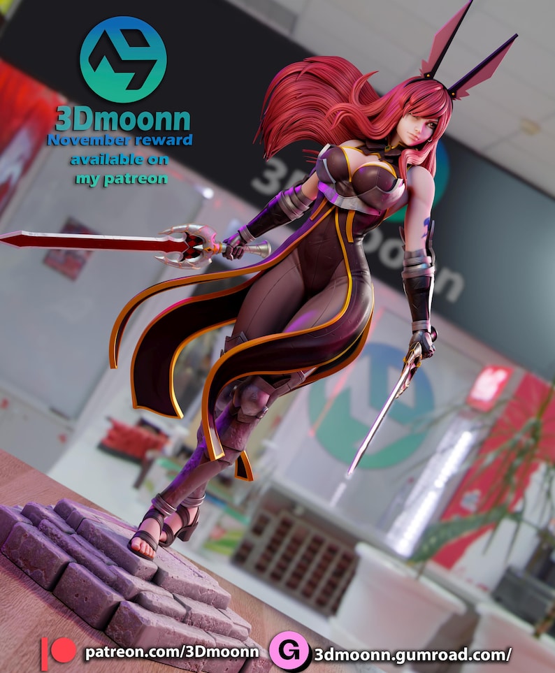 Erza Scarlet Fairy Tail Resin Figure – 1/8 1/6 Scale 3D Printed Fan Art Statue | Collector Gift image 7