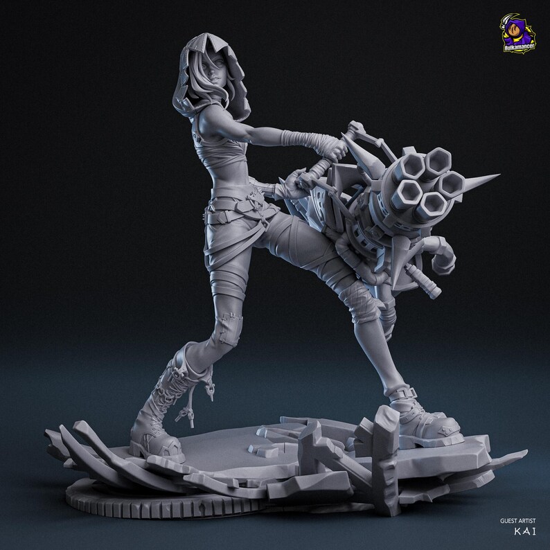 Jinx — League of Legends | 1/8 bis 1/6 Harz Figur | Unbemalt oder Handbemalt | 3D gedruckte Fan Art | Sammler Geschenk Bild 8