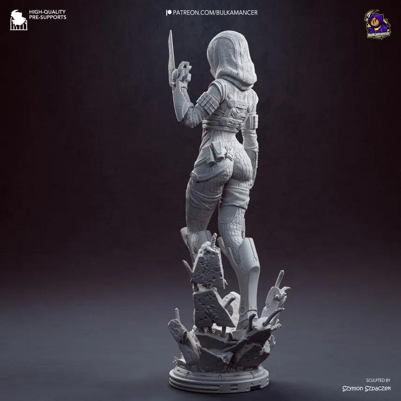 Tali'Zorah Mass Effect Fan Art Resin Figure – 1/8 1/6 Scale Unpainted Statue | Collector Gift image 7