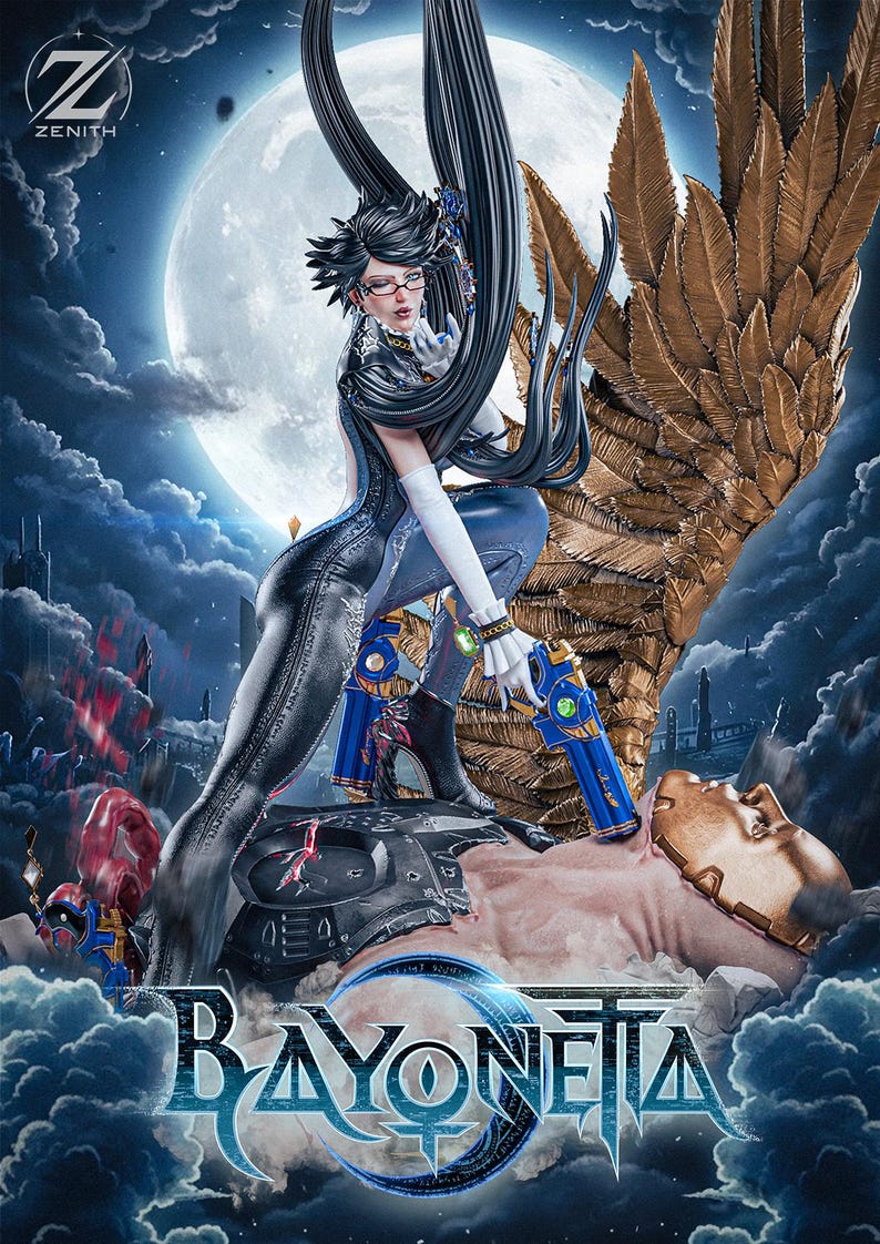 Bayonetta-harsfiguur – schaal 1/8 1/6 3D-geprint fanartstandbeeld | Verzamelaarscadeau afbeelding 3