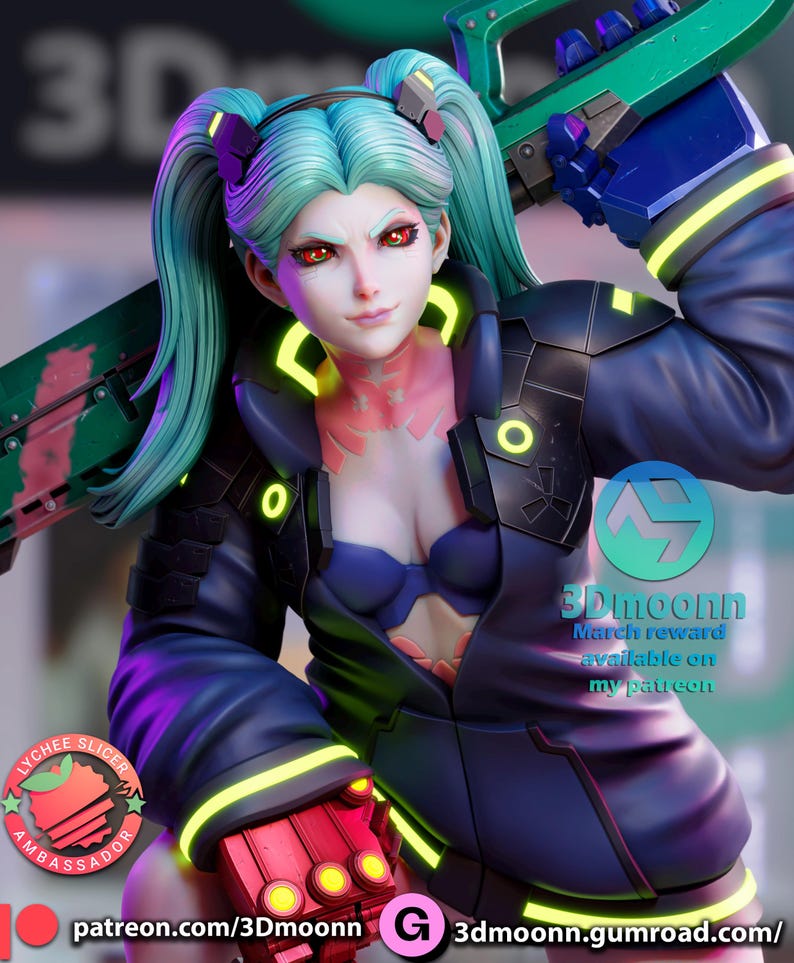 Rebecca — Cyberpunk | 1/8 1/6 Scale Resin Figure | Unpainted or Hand-Painted | 3D Printed Fan Art | Collector Gift image 4