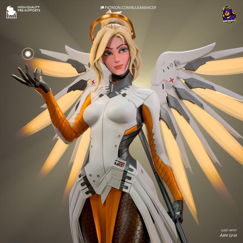 Mercy — Overwatch | 1/8 1/6 Scale Resin Figure | Unpainted or Hand-Painted | 3D Printed Fan Art | Collector Gift image 5