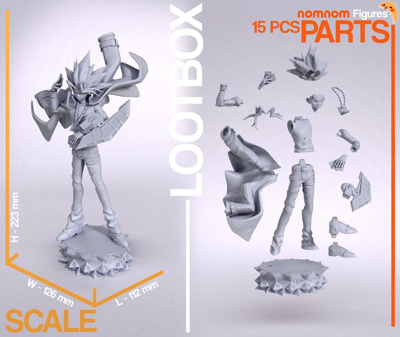 Yugi Muto — Yu Gi Oh | 1/8 1/6 Scale Resin Figure | 3D Printed Fan Art | Unpainted Garage Kit | Collector Gift image 2