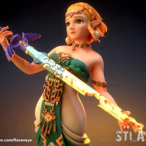Princess Zelda Resin Figure – 1/8 1/6 Scale 3D Printed Fan Art Statue | Collector Gift image 1