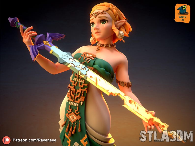 Princess Zelda Resin Figure – 1/8 1/6 Scale 3D Printed Fan Art Statue | Collector Gift image 1