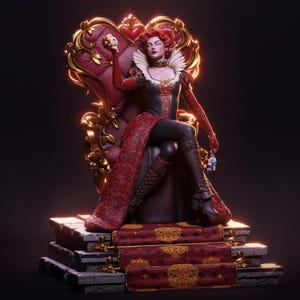 Queen of Hearts — Fantasy / Original | 1/8 1/6 Scale Resin Figure | Unpainted or Hand-Painted | 3D Printed Fan Art | Collector Gift 画像 1