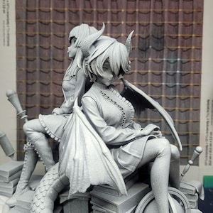 Anne en Grea Diorama — Granblue Fantasy | Harsfiguur schaal 1/8 1/6 | Ongeverfd of handgeschilderd | 3D-geprinte fanart | Verzamelaarscadeau afbeelding 1