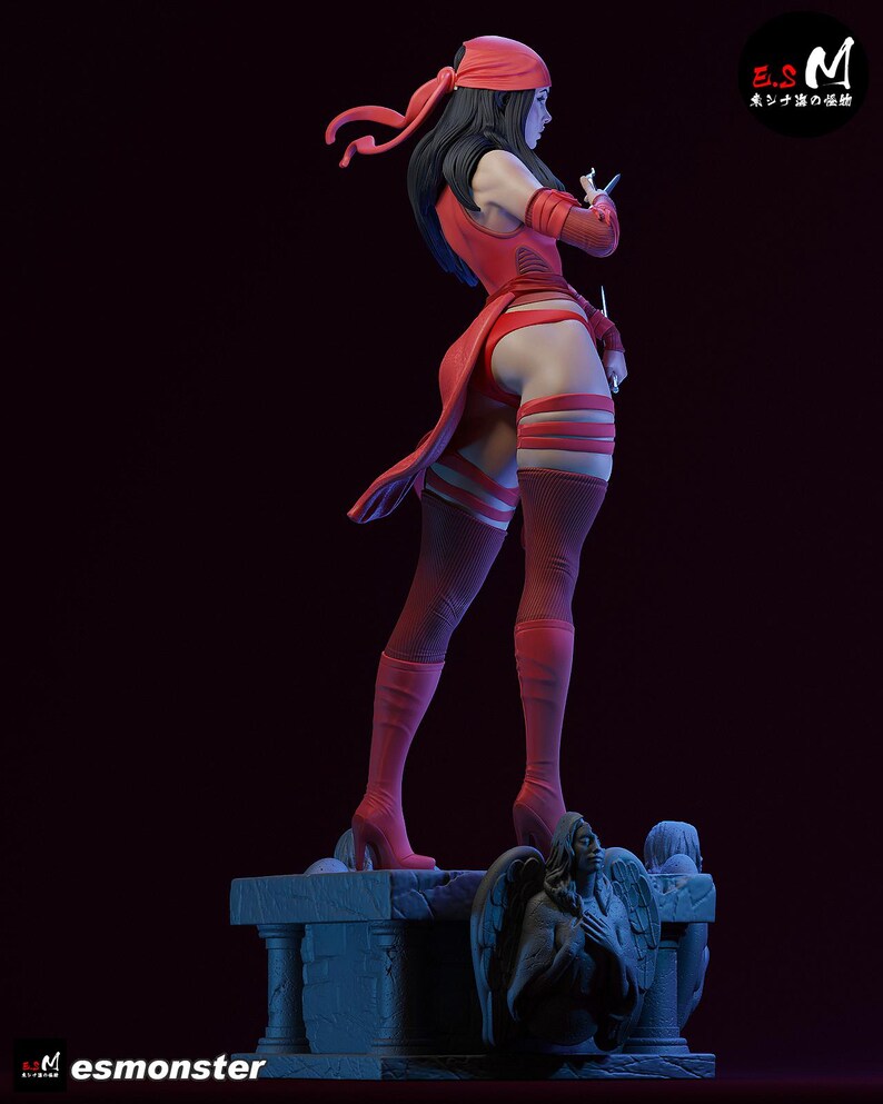 Elektra — Marvel | Harsfiguur schaal 1/8 1/6 | 3D-geprinte fanart | Ongeverfde garagekit | Verzamelaarsstandbeeld | Verzamelaarscadeau afbeelding 4