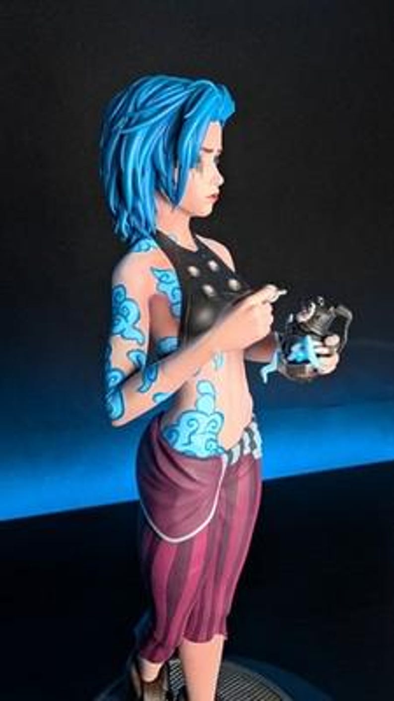 Jinx — League of Legends / Arcane | 1/8 1/6 Scale Resin Figure | 3D Printed Fan Art | Unpainted Garage Kit | Collector Statue Collector Gift image 2