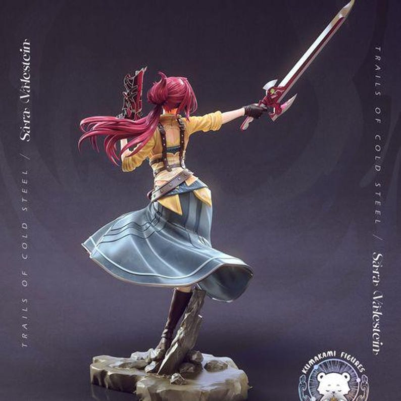 Sara Valestine Trails of Cold Steel Resin Figure, 1/8 1/6 Scale Resin Statue, Unpainted Garage Kit or Hand Painted, 3D Printed Collectible Bild 1