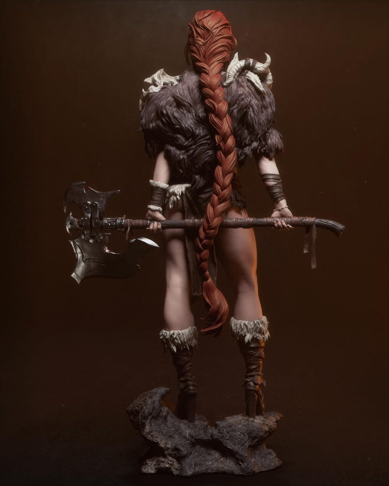 Statuetta in resina stampata in 3D di Red Sonja – Scala 1/8 1/6, ispirata alle fan art (non dipinta) / Regalo per collezionisti immagine 6