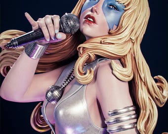 Dazzler Resin Figure – 1/8 1/6 Scale 3D Printed Fan Art Statue | Collector Gift