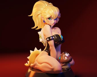 Bowsette Super Mario Resin Figure – 1/8 1/6 Scale 3D Printed Fan Art Statue | Collector Gift