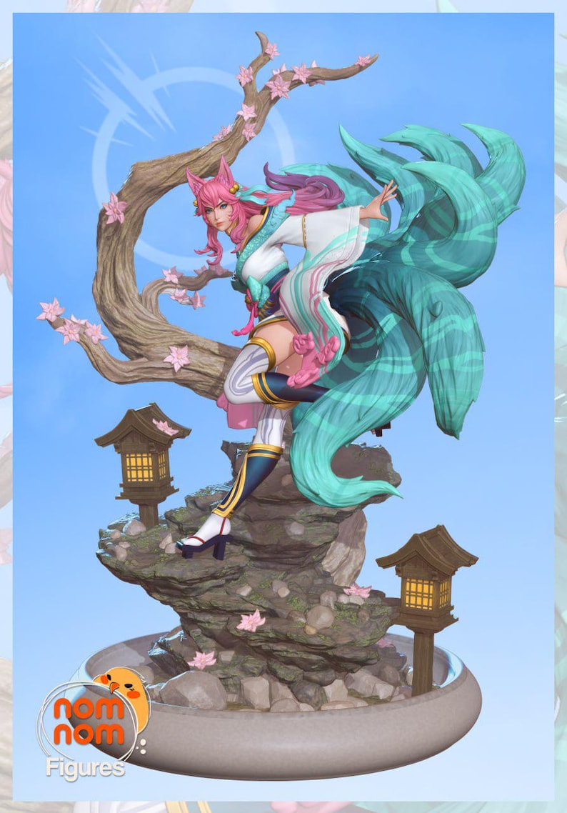 Ahri League of Legends en résine - Statue de fan art imprimée en 3D à l'échelle 1/8 1/6 | Cadeau de collection image 1