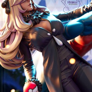 Cynthia — Pokemon | 1/8 1/6 Scale Resin Figure | 3D Printed Fan Art | Unpainted Garage Kit image 4