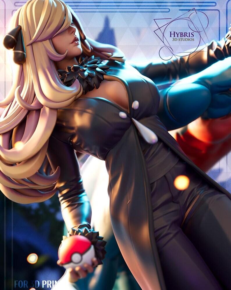 Cynthia — Pokemon | 1/8 1/6 Scale Resin Figure | 3D Printed Fan Art | Unpainted Garage Kit image 4