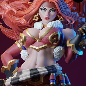 Red Monika Battle Chasers Resin Figure – 1/8 1/6 Scale Fan Art Statue | Collector Gift image 1