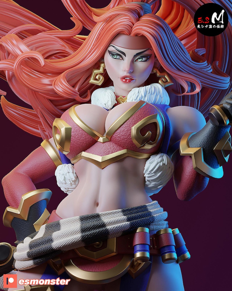 Red Monika Battle Chasers Resin Figure – 1/8 1/6 Scale Fan Art Statue | Collector Gift image 1