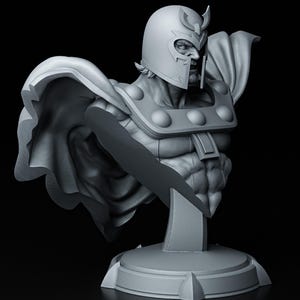 Magneto Bust | 1/8 1/6 Scale Resin Figure | Unpainted or Hand-Painted | 3D Printed Fan Art | Collector Gift imagen 3