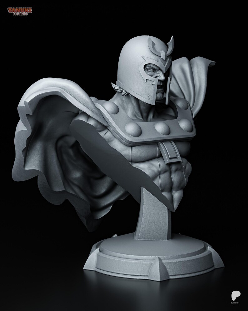 Magneto Bust | 1/8 1/6 Scale Resin Figure | Unpainted or Hand-Painted | 3D Printed Fan Art | Collector Gift imagen 3
