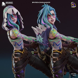 Jinx Ver. B — Arcane League of Legends | 1/8 1/6 Scale Resin Figure | Unpainted or Hand-Painted | 3D Printed Fan Art | Collector Gift image 1