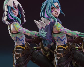 Jinx — Arcane / League of Legends | 1/8 1/6 Scale Resin Figure | Unpainted or Hand-Painted | 3D Printed Fan Art | Collector Gift