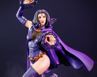 Raven — DC Comics / Teen Titans | 1/8 1/6 Scale Resin Figure | Unpainted or Hand-Painted | 3D Printed Fan Art | Collector Gift