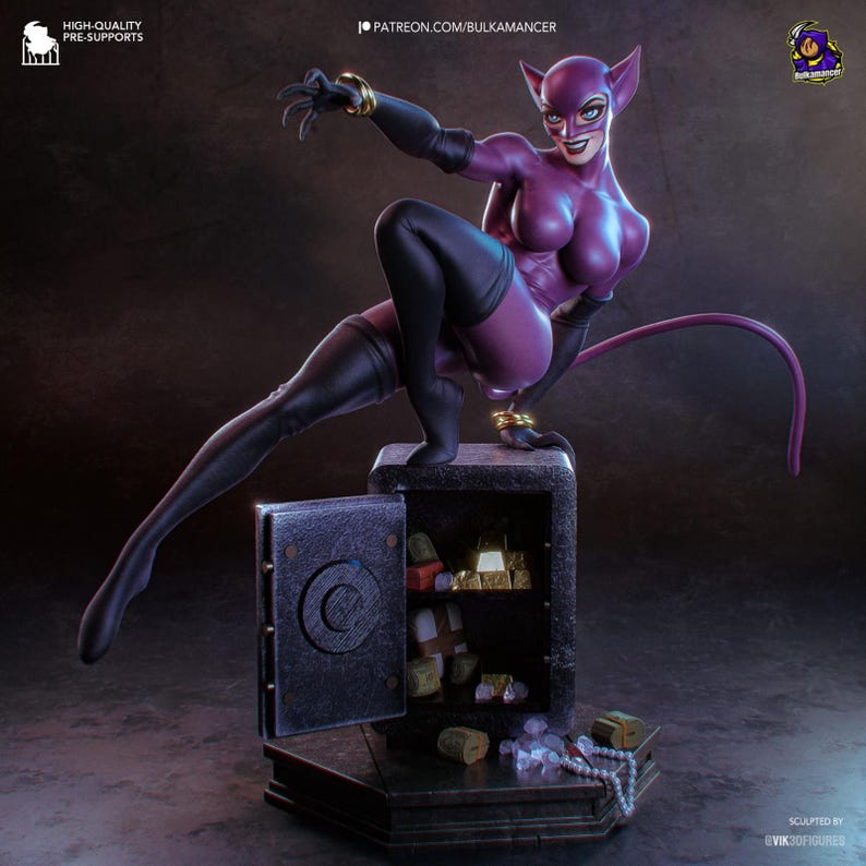 DC Comics Catwoman Resin Figure – 3D Printed Fan Art Statue (1/8, 1/6 Scale) | Collector Gift image 3