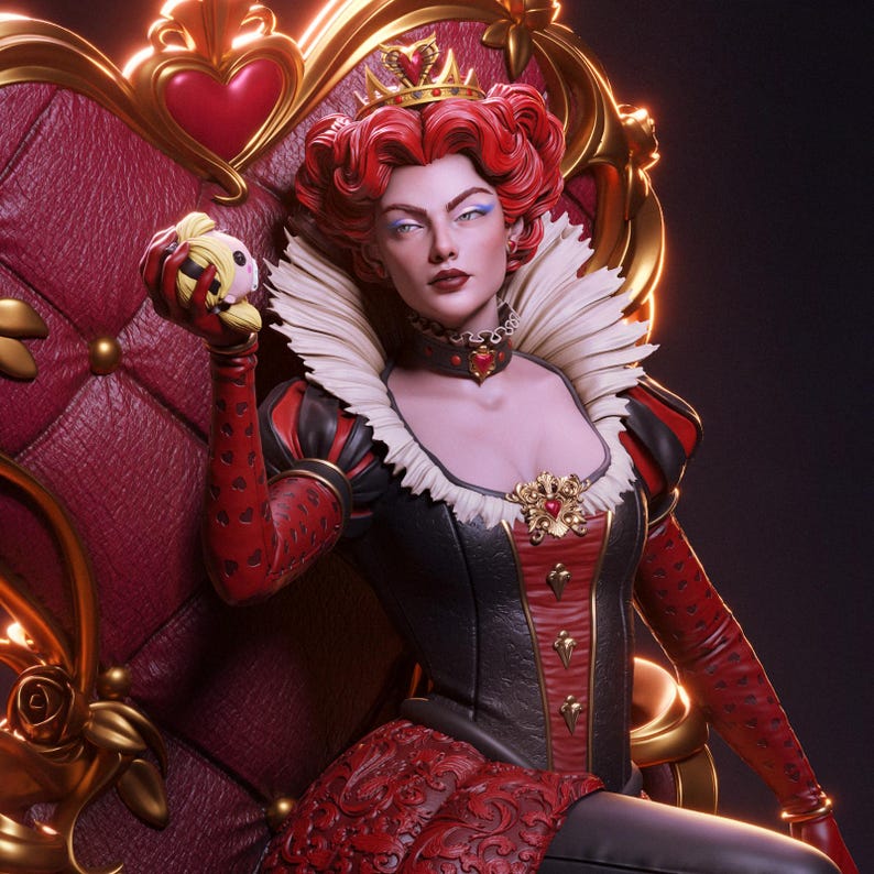 Queen of Hearts — Fantasy / Original | 1/8 1/6 Scale Resin Figure | Unpainted or Hand-Painted | 3D Printed Fan Art | Collector Gift 画像 2