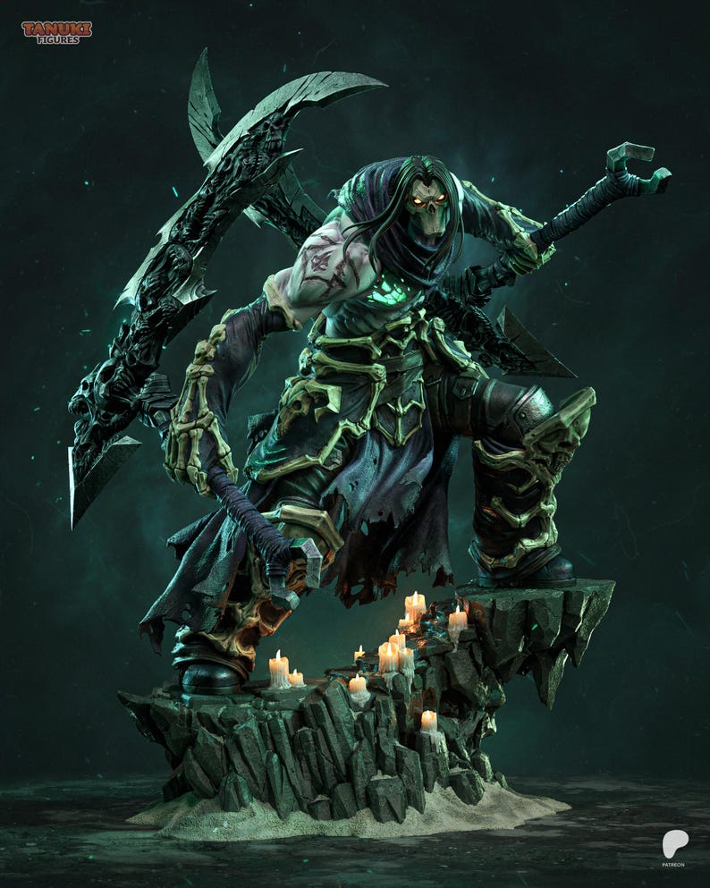 Death — Darksiders II | 1/8 1/6 Scale Resin Figure | 3D Printed Fan Art | Unpainted Garage Kit | Collector Statue | Collector Gift image 3