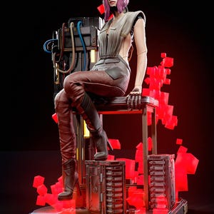 Songbird Cyberpunk | 1/8 1/6 Scale Resin Figure | Unpainted or Hand-Painted | 3D Printed Fan Art | Collector Gift image 6