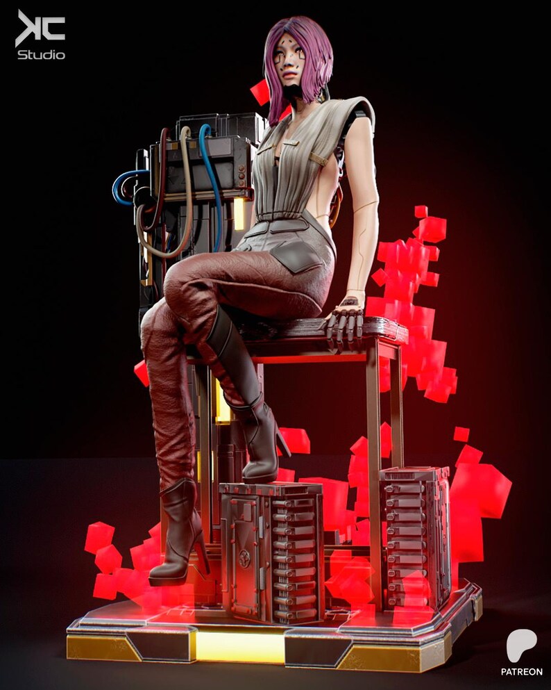 Songbird Cyberpunk | 1/8 1/6 Scale Resin Figure | Unpainted or Hand-Painted | 3D Printed Fan Art | Collector Gift image 6
