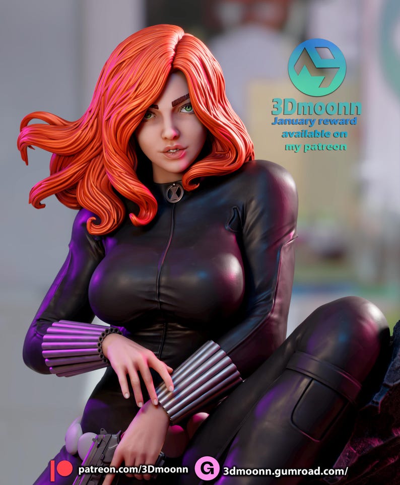 Black Widow — Marvel Comics | 1/8 1/6 Scale Resin Figure | 3D Printed Fan Art | Unpainted Garage Kit | Collector Statue | Collector Gift image 1