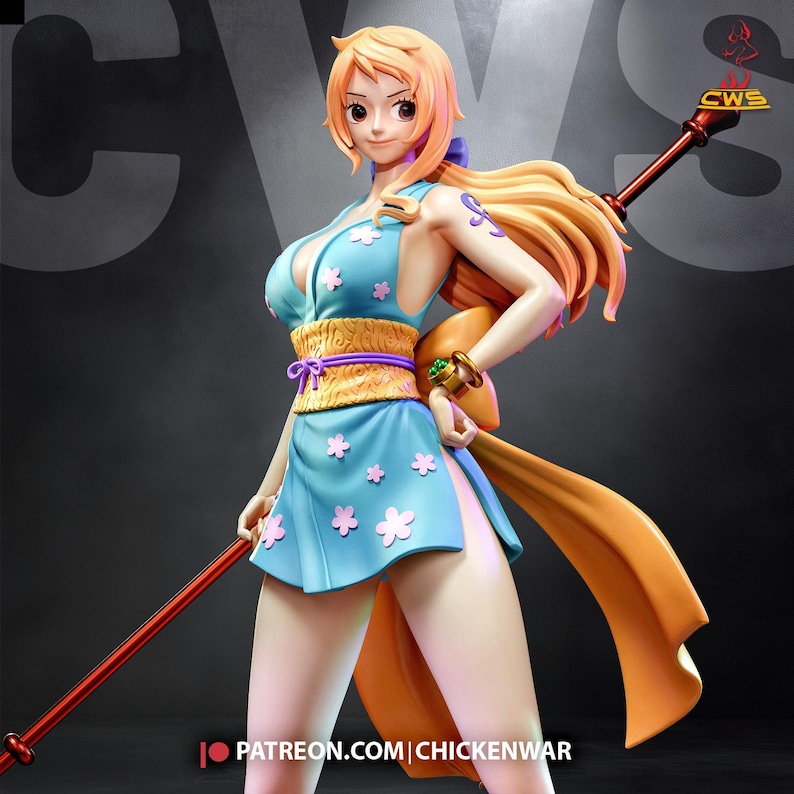 Figura de resina de Nami de One Piece – Escala 1/8 y 1/6. Estatua de fan art impresa en 3D / Regalo de coleccionista. imagen 1