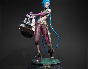Jinx — League of Legends / Arcane | 1/8 1/6 Scale Resin Figure | Unpainted or Hand-Painted | 3D Printed Fan Art | Collector Gift