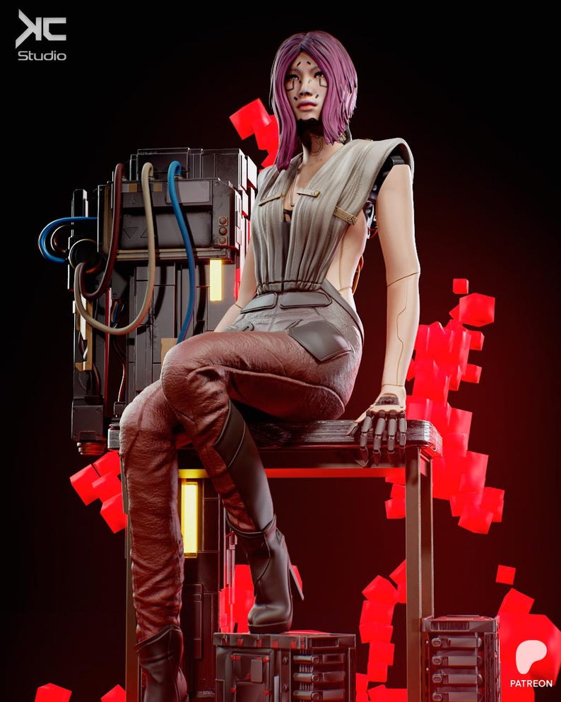 Songbird Cyberpunk | 1/8 1/6 Scale Resin Figure | Unpainted or Hand-Painted | 3D Printed Fan Art | Collector Gift image 10